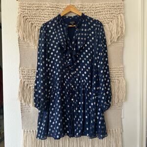 SALONI Navy Dot Tilly Ruffle Dress